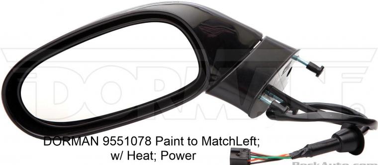 商品番号/6383　コルベットC6 2005～2013年エクステリア　ドアミラー社外品DORMAN製　ペイント要　関連パーツ　(イラストにてお問合せ下さい　純正/社外品お探しします)